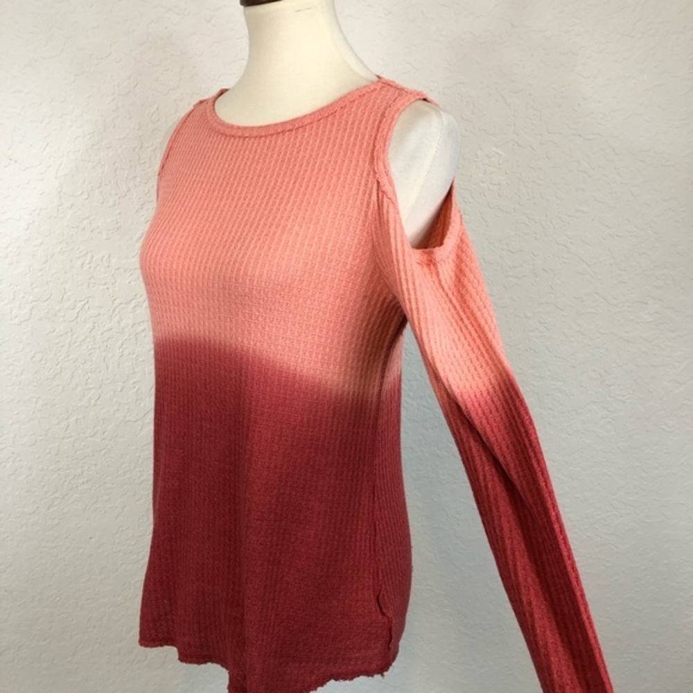 Knox Rose‎ Orange/Rust Cold Shoulder Waffle Top Size Small